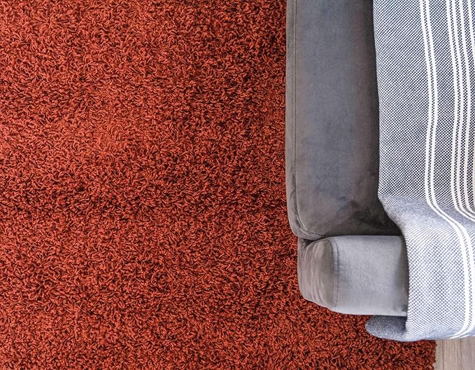 Unique Loom Solid Shag Collection Area Rug (2' 7" x 10' Runner, Terracotta)