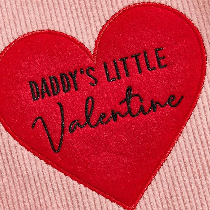 FIOMVA My First Valentines Day Outfit Clothes Baby Girl Romper Love Onesie Heart Embroidery Overalls Suspender Dress Set