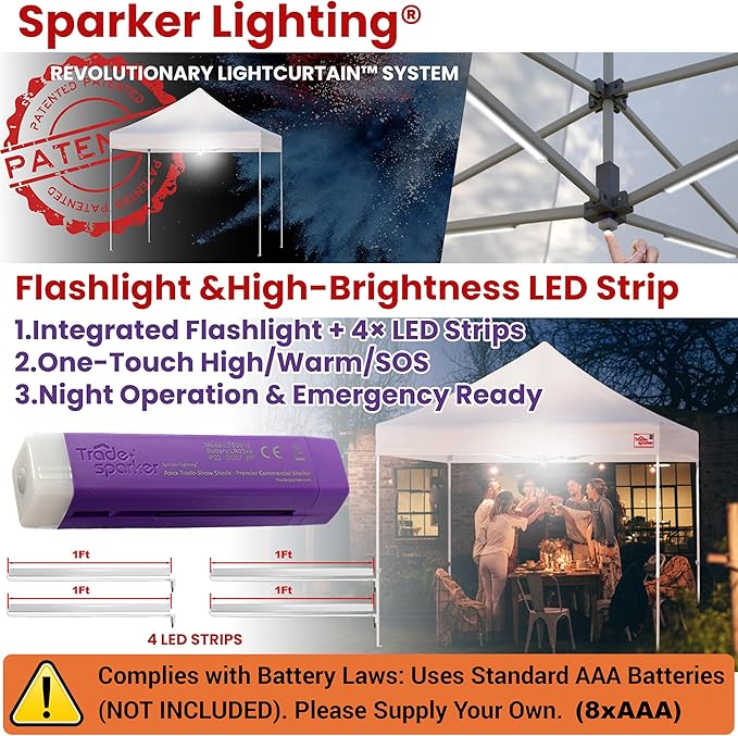 Tradesparker 10x10 Pop Up Canopy Tent,Commercial Movable Canopy with ApexCore LED & Rugged Casters-Instant Easy Setup Shelter Canopies with Weight Bags & Stakes for Oudoor Events Markets Vendors,Red