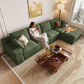 Cloud Sectional Couch,136 Inch Modular Sectional Sofa with Deep Seat, Modern Corduroy Boneless Couches with L-Shape Chaise for Living Room Bedroom, No Assembly Required (Green, Right Facing Chaise)