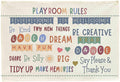 Playroom Kids Toddler Room Wall Decor, Play Room Rules Wall Decor for Kids Play Game Room Bedroom Nursery Home School Playroom Essentials,Canvas Rectangular Banner Poster 28.5x20 Inch