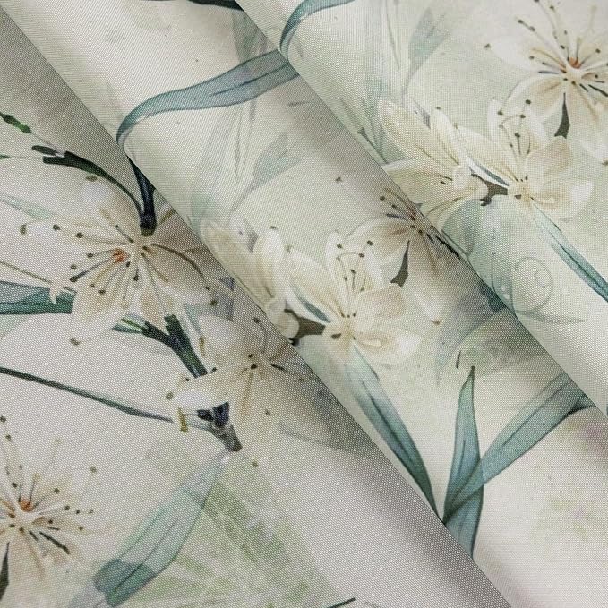 ENJOYBRIDAL White Floral 96 Inch Curtains 2 Panel Set Bedroom Boho Drapes Semi Sheer Dining Room Living Room Rod Pocket Window Curtain Panels Long Farmhouse Country Cute Chic Window Treatments