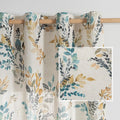 MYSKY HOME Bedroom Linen Look Semi Sheer Floral Curtains 63 inch Length 2 Panels for Kitchen Small Window Kids Room Decor Leaves Pattern Light Soften Privacy Drapes, Yellow and Blue, 2Pcs