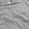 Comfy Cubs Muslin Throw Blanket - 50” x 60” Quilted Design - Lightweight, Breathable 6-Layer Gauze Fabric - Soft Cotton Blanket for Home or Travel - Packaged in Elegant Gift Box - Heather Blue