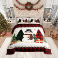 Manfei Snowman Comforter Set Queen Size, Xmas Leopard Plaid Trees Snowflake Down Comforter with 2 Pillowcases, Christmas Theme Bedding Set 3pcs for Kids Girl Bedroom Decor New Year Duvet Insert