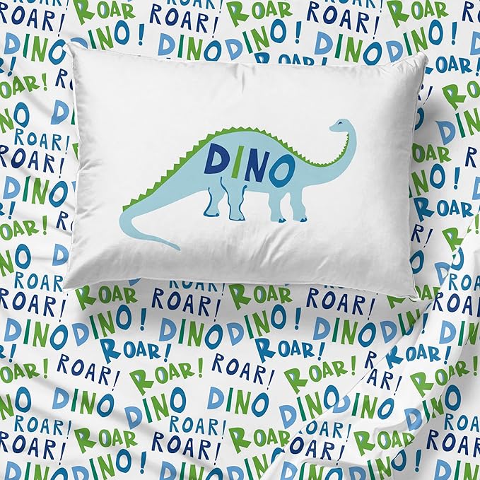 Sunny Side Up Dino Roar Twin Sheet Set - 3 Piece Kids Bedding Set Includes Pillow Cover – Super Soft Dinosaur Microfiber Sheets