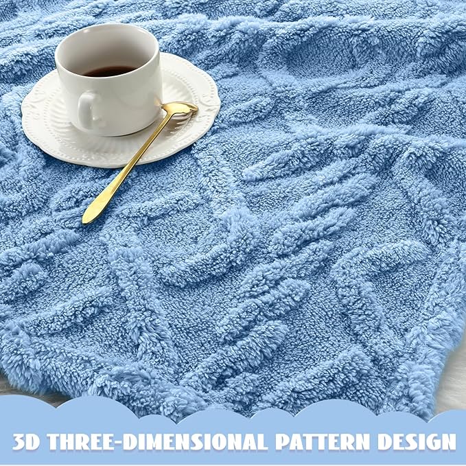 VitalCozy 4 Pcs Soft Fleece Baby Blankets Set 30" x 40" 3D Plush Warm Nursery Swaddling Bed Blanket Little Boys Girls Infant Toddlers and Newborn Receiving Gifts Blankets(Blue,Green)