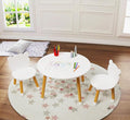 UTEX Kids Wood Table and Chair Set, Kids Play Table with 2 Chairs,3 Pieces Wood Round Table for Toddlers, Girls, Boys,White
