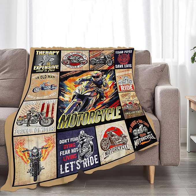 Motorcycle Blanket Ride Gifts for Girls Motorcycle Rider Boys Woman Kids Motorcycles Lover Sport Throw Blankets Soft Blanket Warm Fleece Flannel Plush Blankets for Bed Sofa Couch 40"x50"