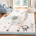 SAFAVIEH Carousel Kids Collection Area Rug - 5'3" x 7'6", Ivory, Animal Design, Non-Shedding & Easy Care, Ideal for High Traffic Areas for Boys & Girls in Playroom, Nursery, Bedroom (CRK120A)
