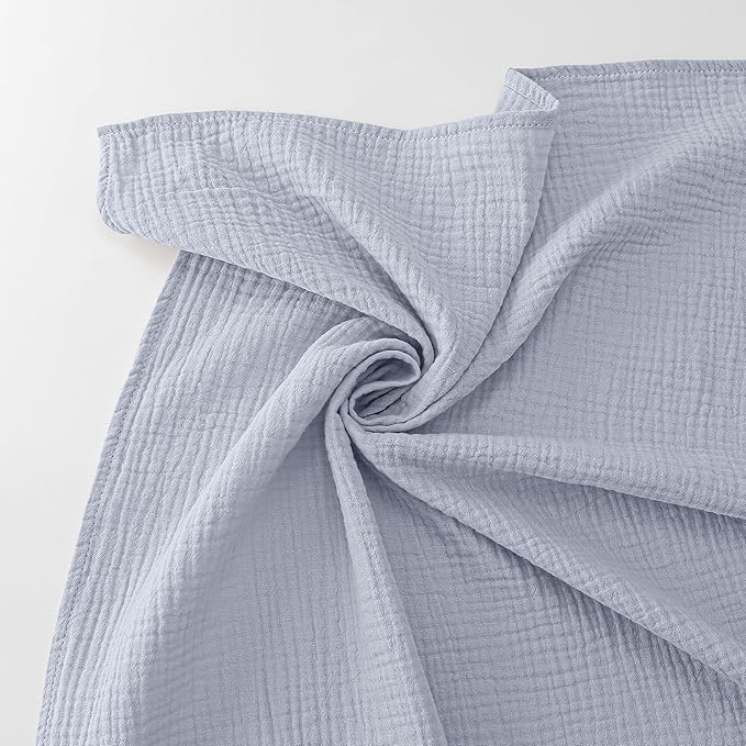 Bearmoss Muslin Swaddle Blankets, 40 x 38 inches Baby Swaddle for Boys and Girls, Soft Baby Blanket, 3 Pack Breathable Nursery Receiving Blankets (Blue Green)