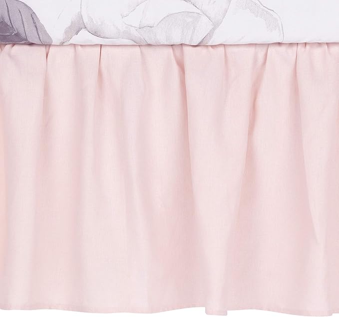 Lambs & Ivy Floral Garden Watercolor/Pink Linen 5-Piece Baby Crib Bedding Set