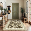 Brown Floral Print Area Rugs for Bedroom Living Room Boho Farmhouse Country Rustic Dining Room Carpet Soft Washable Rugs Non Slip Floor Covering for Nursery Playroom 4x6