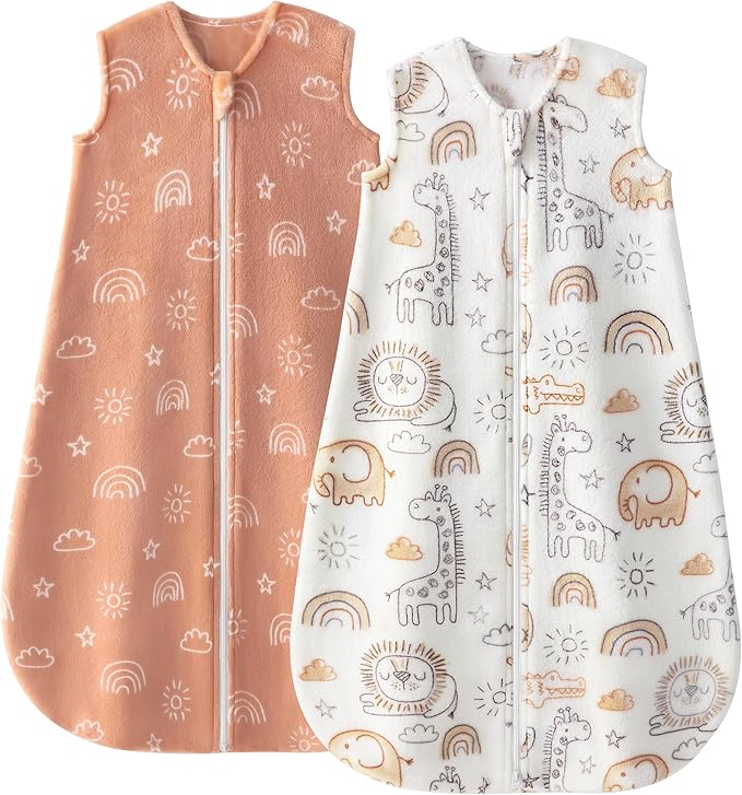 Yoofoss Fleece Baby Sleep Sack 2 Pack 1.5 Tog Baby Wearable Blanket with 2-Way Zipper
