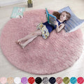 Blush Pink Fluffy Round Rug 4Ft for Bedroom, Fuzzy Furry Circle Area Rugs for Kids Room Decor Aesthetic, Shaggy Circular Carpet for Girls Nursery Dorm Baby Teen, Cute Neutral Dusty Rose Mauve Rug