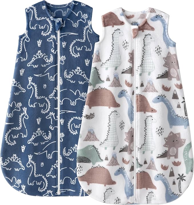 Yoofoss Fleece Baby Sleep Sack 2 Pack 1.5 Tog Baby Wearable Blanket with 2-Way Zipper
