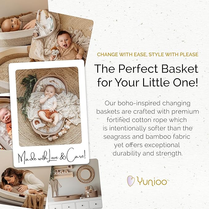 Baby Changing Basket, Portable Diaper Changing Pad, Moses Basket for Newborns, Changing Table Topper for Baby Nursery, Waterproof Travel Pad Cover