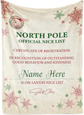 Personalized Christmas Blanket, Santa’s Nice List - Ships Next Day, Printed in USA - Warm Fleece or Sherpa Sofa Throw, Cute Holiday Décor - Customizable Family Throws (Fleece 50x60)