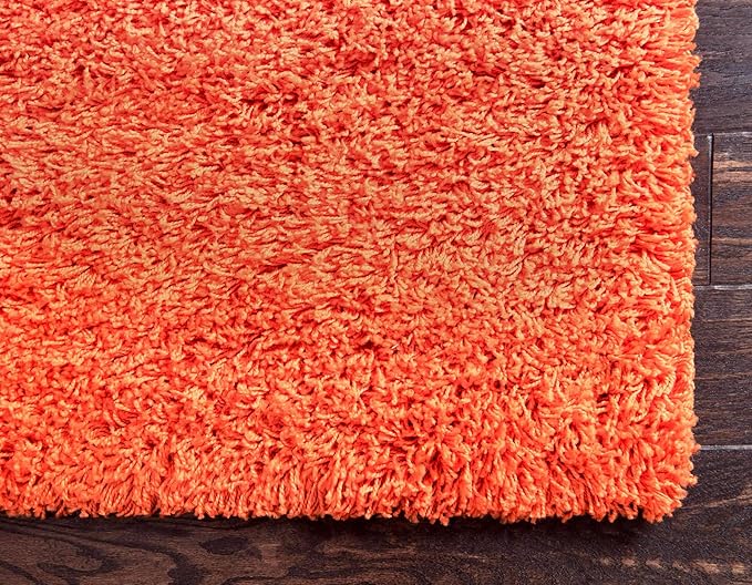 Unique Loom Solid Shag Collection Area Rug (2' 6" x 13' 1" Runner, Tiger Orange)