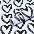 Timeet Modern Black White Wallpaper Peel and Stick Wallpaper Heart Contact Paper Vinyl Self Adhesive Wall Paper for Kids Room Bedroom Laundry Decoration Vinyl Roll 17.7"x394"