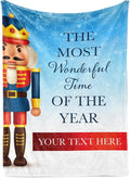 Custom Nutcracker Christmas Blanket - Ships Next Day, Printed in USA - Plush Fleece Sofa Throw, Holiday Home Decor, Soft Christmas Bedding, Customizable Toddler to Adult Size (Fleece 50x60)