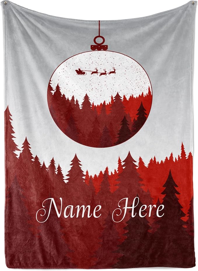 Plush Christmas Blanket | Cozy Fall Throw Blanket | Custom Winter Blankets | Ornament Christmas Throws | Santa Sofa Bed Throw | Customized Soft Christmas (Fleece 60x80)