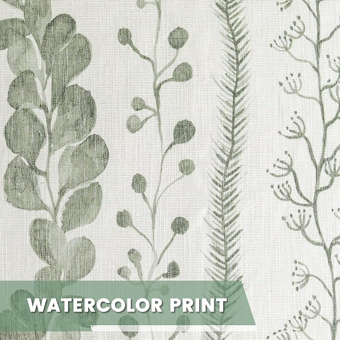 MEETSKY Sage Green Curtains 90 Inches Long 2 Panels Boho Curtains for Living Room Light Filtering Patterned Drapes for Bedroom Linen Style Back Tab Leaf Print Window Treatment, 50” Wide Each Panel