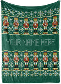 Personalized Stitch Style Nutcracker Christmas Blanket - Ships Next Day, Printed in USA - Plush Fleece Sofa Throw, Holiday Home Decor, Soft Bedding, Customizable Toddler to Adult Size (Fleece 30x40)