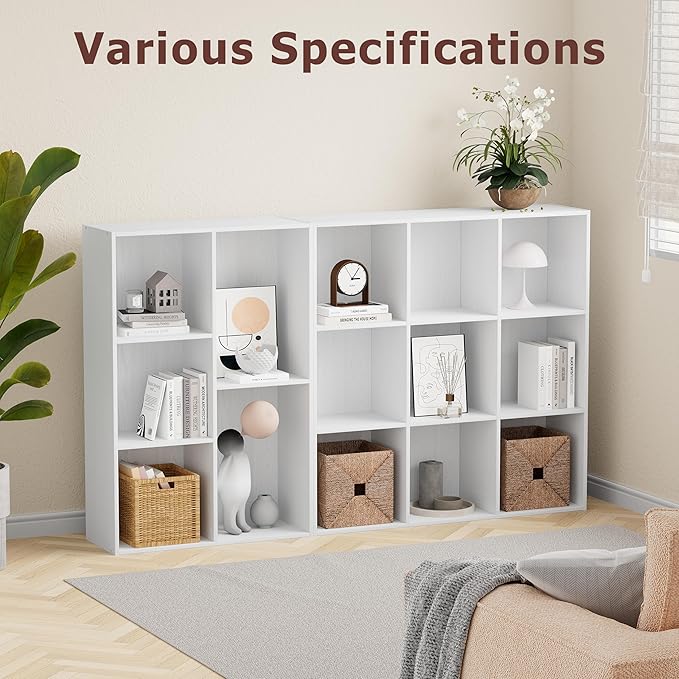 5 Cube Storage Organizer, Wooden Cube Shelves with Closed Back Panel, Reversible Bookcase, Cubes Closet Organizer for Home, Living Room, Kids Room, Office, Bedroom, Study, Hallway