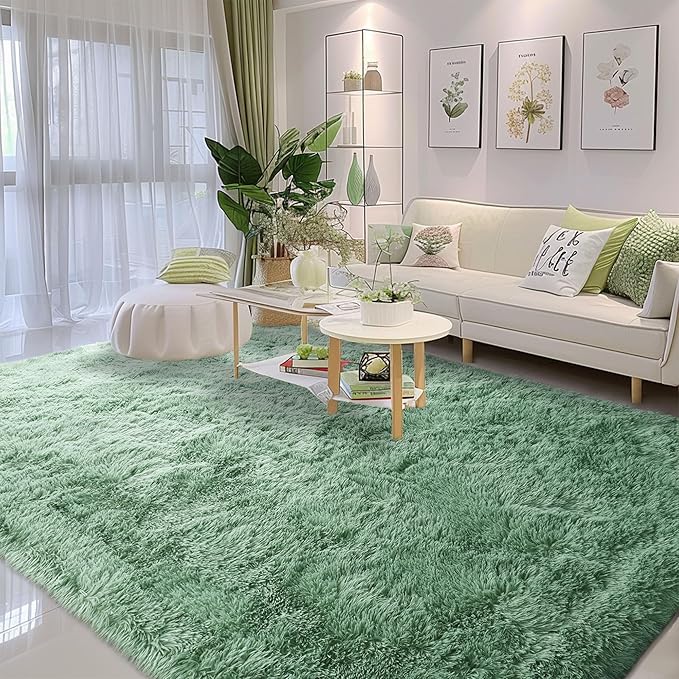 Sage Rug Collection - 8 x 10' Non-Slip Height Pile 1.4" Plush Rug Rubber Backing - Throw Rugs Carpet for Bedroom