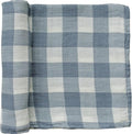 Mebie Baby Dusty Blue Gingham Muslin Swaddle, Modern and Neutral Swaddle Blanket for Baby Girl or Boy, Soft Baby Blankets, 0-3 Month, Comfy Wrap, Baby Essentials & Gifts