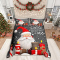 Christmas Duvet Cover Set Full Size Santa Claus with Candles and Gift Boxes Print Bedding Set 3pcs for Kids Boys New Year Theme Comforter Cover Winter Snow Quilt Cover with 2 Pillowcases,No Comforter