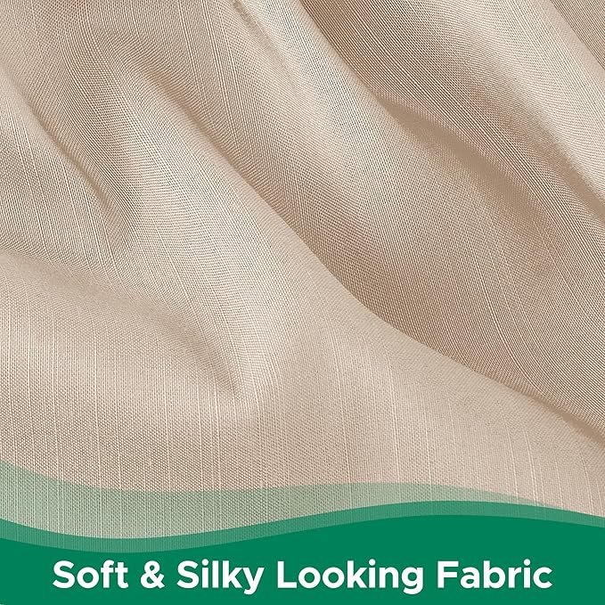Biscaynebay Wrap Around Bed Skirts for Queen Beds 19" Long Drop, Sand Adjustable Elastic Dust Ruffles Easy Fit Wrinkle Resistant Silky Luxurious Fabric Machine Washable
