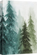 SIGNWIN Canvas Print Wall Art Woodland Nursery Decor Green & Teal Watercolor Forest Pine Trees Floral Nature Illustrations Modern Chic Dramatic Multicolor for Living Room, Bedroom, Office - 16"x24"