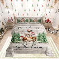 Castle Fairy Xmas Pine Trees Snowflake 3 Pcs Queen Size Comforter Set,Cartoon Cow Chicken Pig Down Alternative Adults Room Decor,Christmas Farmhouse Ultra Soft Microfiber Inner Fill 3Pcs Bedding