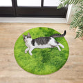 2 ft Small Green Grass Round Rugs for Bedroom,Tie Dyed Green Circle Rug Fluffy Fuzzy Round Carpet Shag for Boys Bedroom Girls Room Kids Playroom Nursery Room Decor Aesthetic