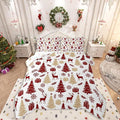 Feelyou Christmas Comforter Set All Season Xmas Tree Bedding Set with 2 Pillow Cases Reindeer Microfiber Kids Queen Bedclothes Snowflake Gift Bedroom Decor Duvet Quilt Breathable Soft Lightweight