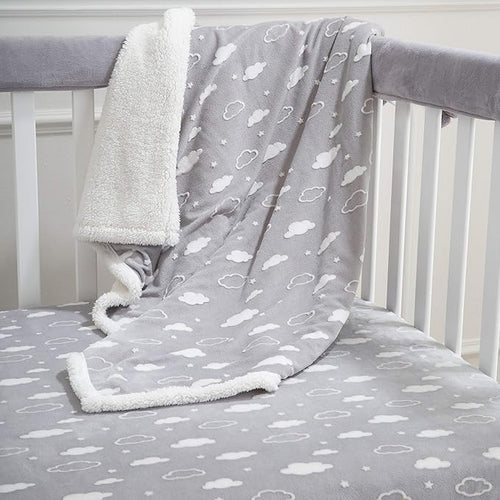 American Baby Company Heavenly Soft Chenille Sherpa Receiving Blanket, 3D Gray, 30" x 35", Warm and Cozy for Boys and Girls, Ideal for Baby Carrier, Stroller, and Travel