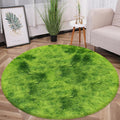 5 ft Fluffy Green Grass Area Rugs for Bedroom,Tie Dyed Plush Circle Rug Shag Round Carpet Fuzzy for Living Room Baby's Toddler's Boys Girls Room Kids Playroom Nursery Decor Aesthetic