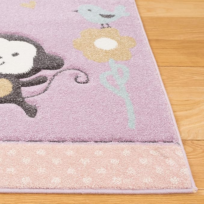 SAFAVIEH Carousel Kids Collection Area Rug - 6'7" x 9', Purple, Animal Design, Ideal for High Traffic Area for Boys & Girls in Playroom, Nursery, Bedroom (CRK120V-6)