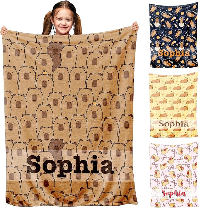 Custom Cows Blanket for Girls Boys, Personalized Name Blankets for Baby Kids Teens, Customized Cow Print Throw for Cow Lovers, Soft Flannel Throw Blankets Christmas Birthday Gift Bedding Decor