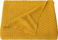 NTBAY Cable Knit Cooling Toddler Blanket, Soft and Breathable Baby Blanket 30x40 Inches Made from Rayon Derived from Bamboo for Crib, Stroller, Nursery, Ginger Yellow