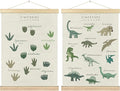 BCUANGD Dinosaur Dino Wall Decor Set of 2 - Baby Toddler Boys Room Wall Art Poster Hanger with Wood Frames, Inspirational Wall Hanging Canvas Decor for Kids Room Playroom Nursery Bedroom, 12x16 Inches