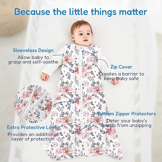 TotAha Sleep Sack 15-18-24 Months 3-Pack,Stretchy,Buttery Soft Sleeping Bag,Light Baby Wearable Blanket with 2-Way Safe Zippers for Boys Girls, 0.5 TOG