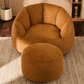 Giant Bean Bag Chaise Lounge Indoor Chair for Adults - Comfy Plush Round Shell Soft Accent Chair, Oversized Cozy Floor Sofa for Living Room, Bedroom & Game Rooms, Orange