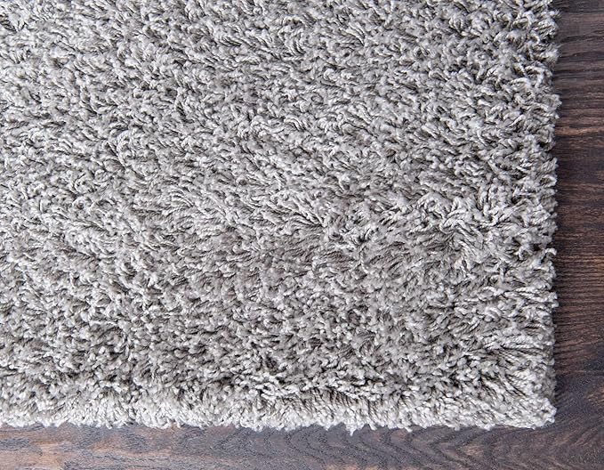 Unique Loom Solid Shag Collection Area Rug (2' 6" x 10' Runner, Cloud Gray)