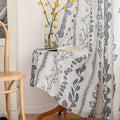 MEETSKY Living Room Curtains 90 Inches Long Boho Linen Style Back Tab Curtains for Bedroom Light Filtering Bohemian Rod Pocket Leaf Print Classical Door Drapes 2 Panels