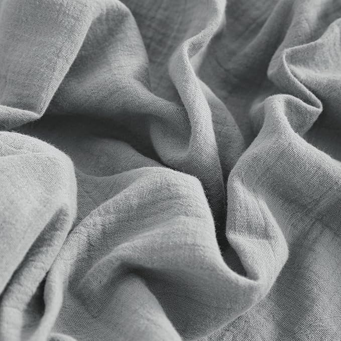NTBAY 2 Pack Muslin Cotton Crib Sheets, Soft and Breathable Double Layer 28x52 Baby Crib Sheets for Standard Crib and Toddler Mattresses, Boys, Girls, Unisex, Grey, 28x52 Inches