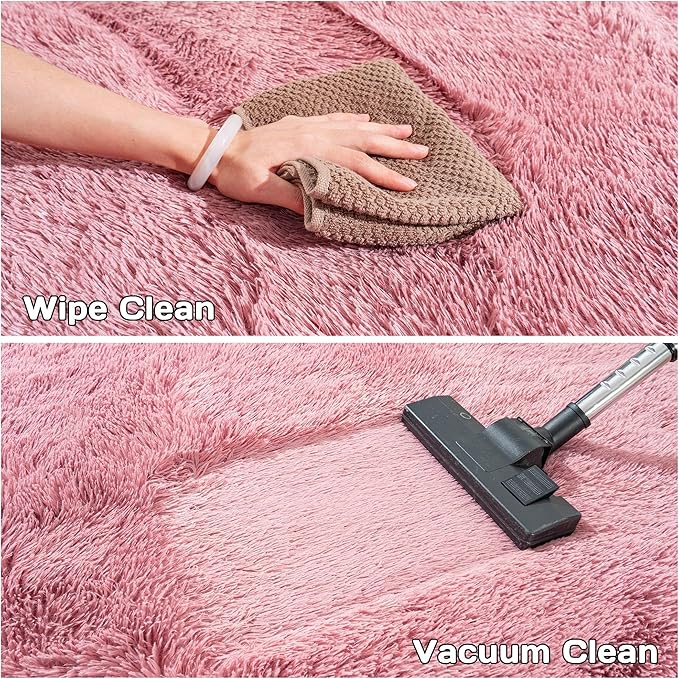Fluffy Rug 5ft Round Blush Super Soft Area Rugs for Kids Room