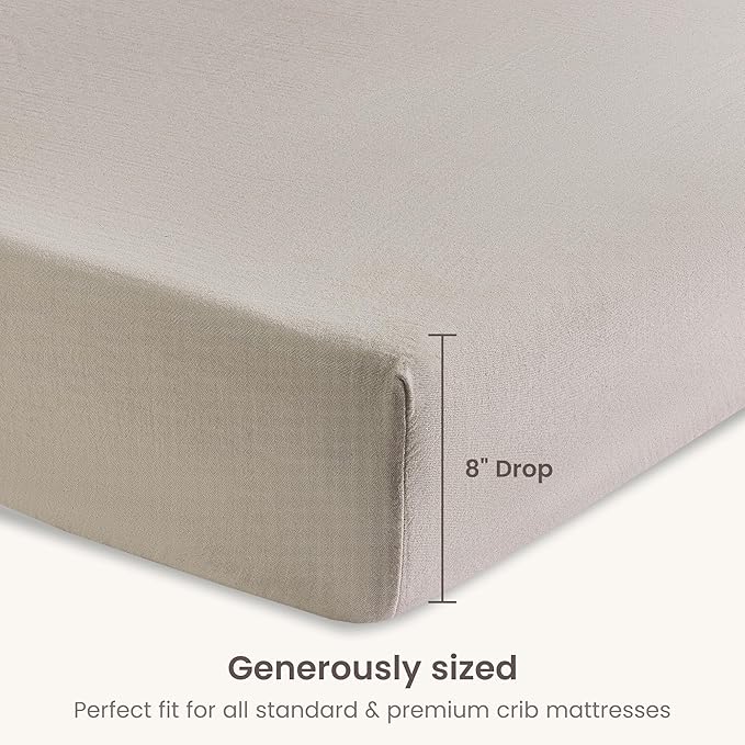 Bioweaves Organic Cotton Muslin Bassinet Sheet, GOTS Certified Extra Soft Fitted Sheet, Universal Fit for Oval Baby Bassinet Mattresses, 33" x 17", 4 Inch Pocket, Wind Chime